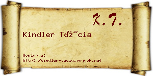 Kindler Tácia névjegykártya